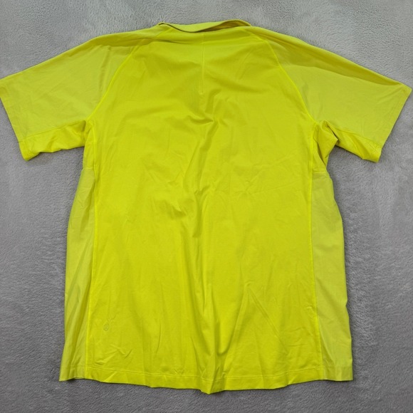 Lululemon Mens XL Yellow Short Sleeve Activewear Athletic Polo Shirt Casual EUC - Picture 3 of 6
